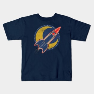 Retro Moon Rocket Kids T-Shirt